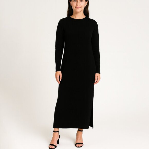 The Cashmere Project Long Sleeve Knit Cashmere Maxi Dress Black Size Small - Picture 1 of 4